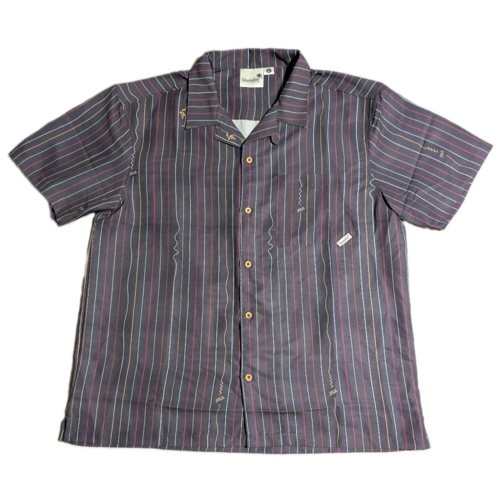 Boardies x Band of Outsiders Mens Large Striped Camp Collar Shirt Sample NWOT